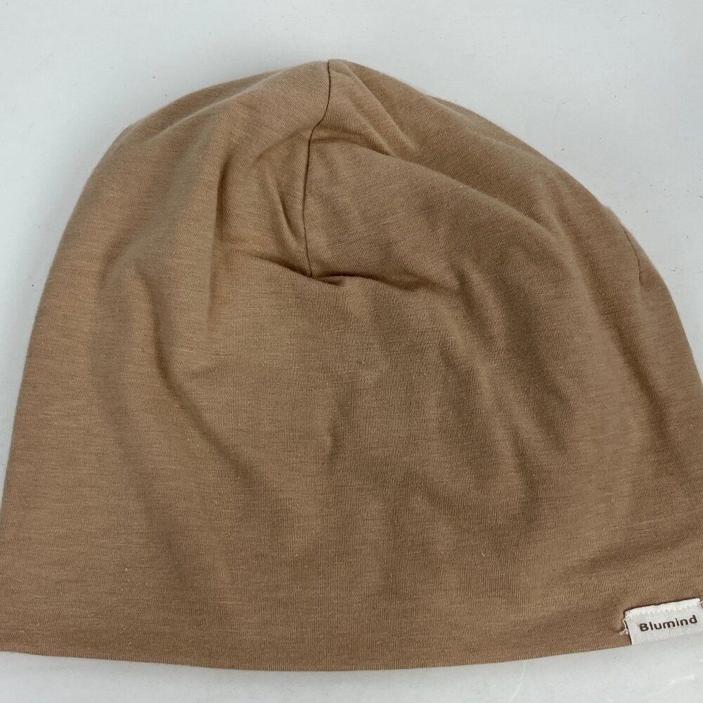 Blumind Kids Beanie Hat Size 6-8 Beige Lined Stretch Polyester Cotton Spnadex